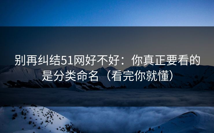 别再纠结51网好不好：你真正要看的是分类命名（看完你就懂）