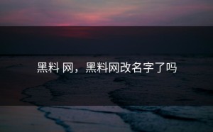 黑料 网，黑料网改名字了吗