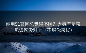 你用91官网总觉得不顺？大概率是常见误区没对上（不服你来试）