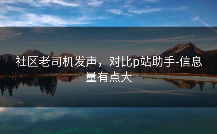 社区老司机发声，对比p站助手-信息量有点大